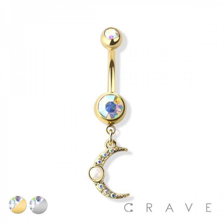 316L Surgical Steel & Brass Lotus Flower with Purple Moon Stone Belly Ring 316L Surgical Steel & Brass Lotus Flower with Purple Moon Stone Belly Ring