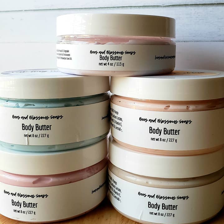 Wildflower Honey Body Butter 8oz for wholesale by Bees and Blossoms Soaps LLC