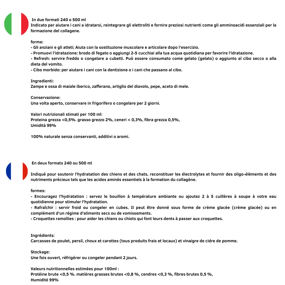 Waniyanpi – Großhandel Tiernahrung – Hund – Immunbrühe für Welpen und Kätzchen in 240 ml oder 500 ml1