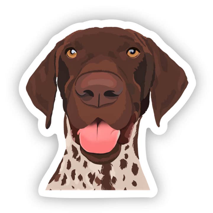 GSP German Shorthaired Pointer Brown Dog Hand-Drawn Sticker for wholesale by Happy Sploot Designs