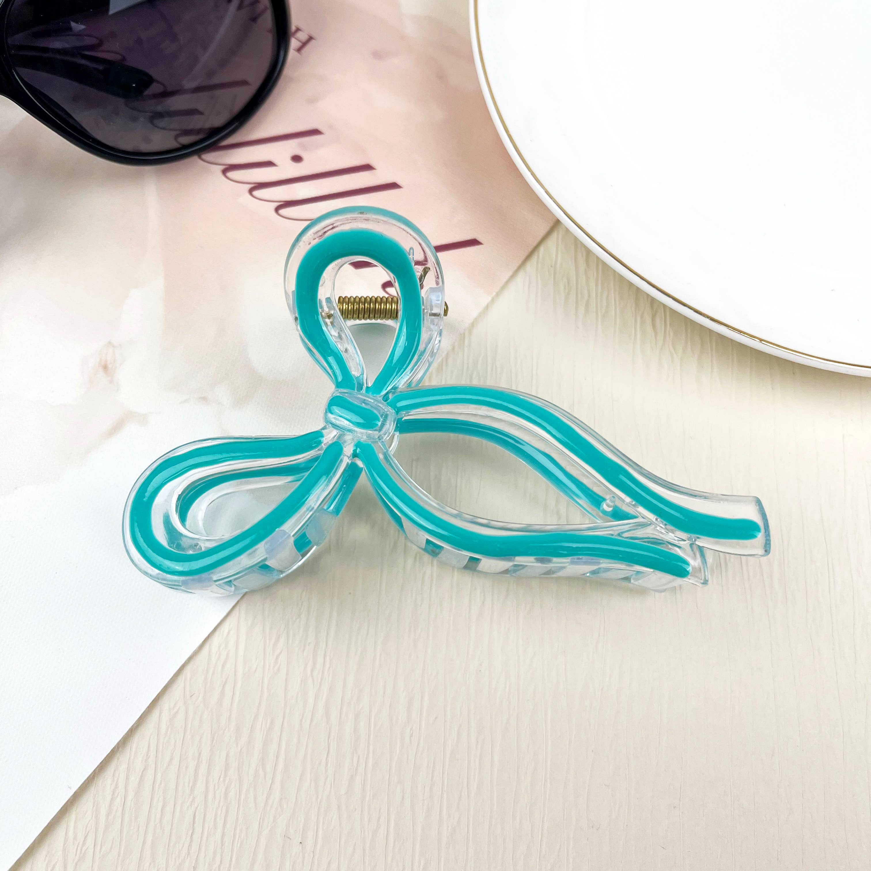 SoapElenGlen - Wholesale Hair Clip - Women's - Jelly Color Bow Hair Clip Retro Simple Claw Clips3