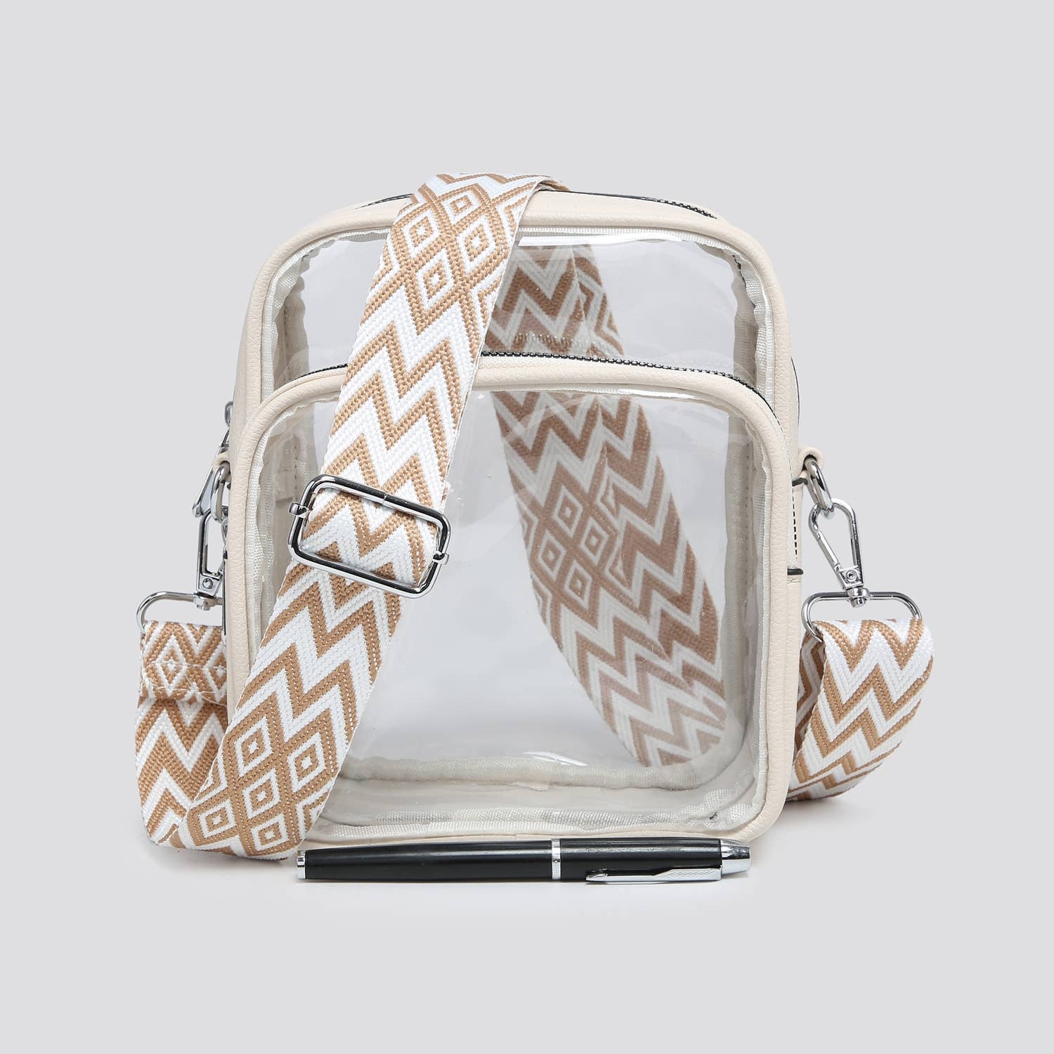 House of Milano - Vendita all'ingrosso Borsa a tracolla - Donna - Borsa a tracolla in PVC trasparente con tracolla a chitarra # 32050