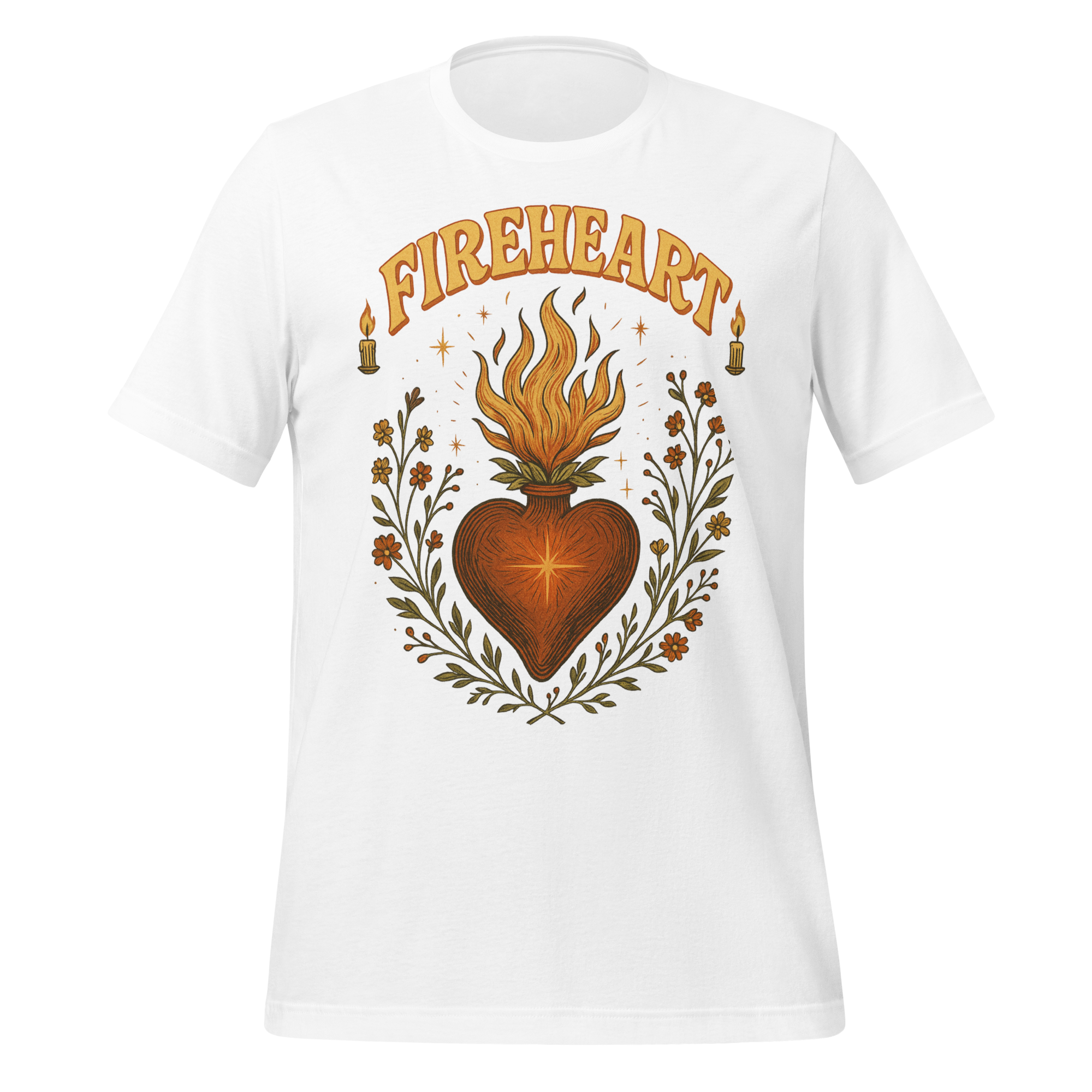 MagicMerchEmporium - Wholesale Screen Printed T-Shirt - Unisex - Fireheart Sacred Heart Tee1