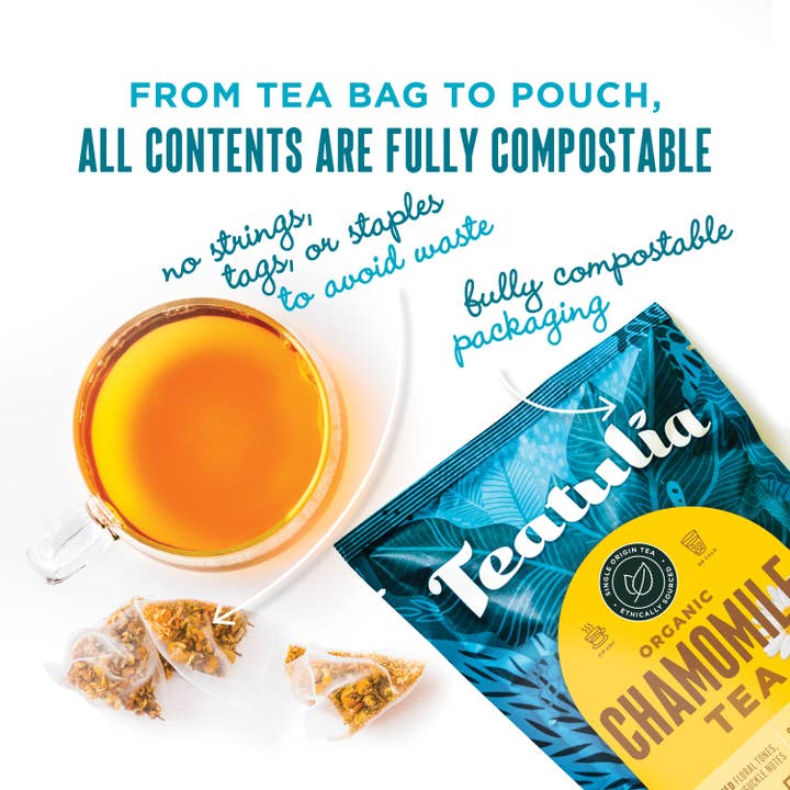 Teatulia Organic Teas - Vente Sachets de thé - Thé à la camomille 50 ct en vrac Pyramide Bio Sachets4