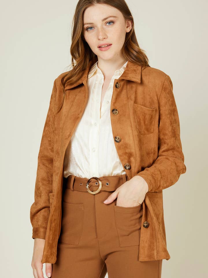 VERA - Workers' style jacket in soft suede for wholesale by Andy & Lucy