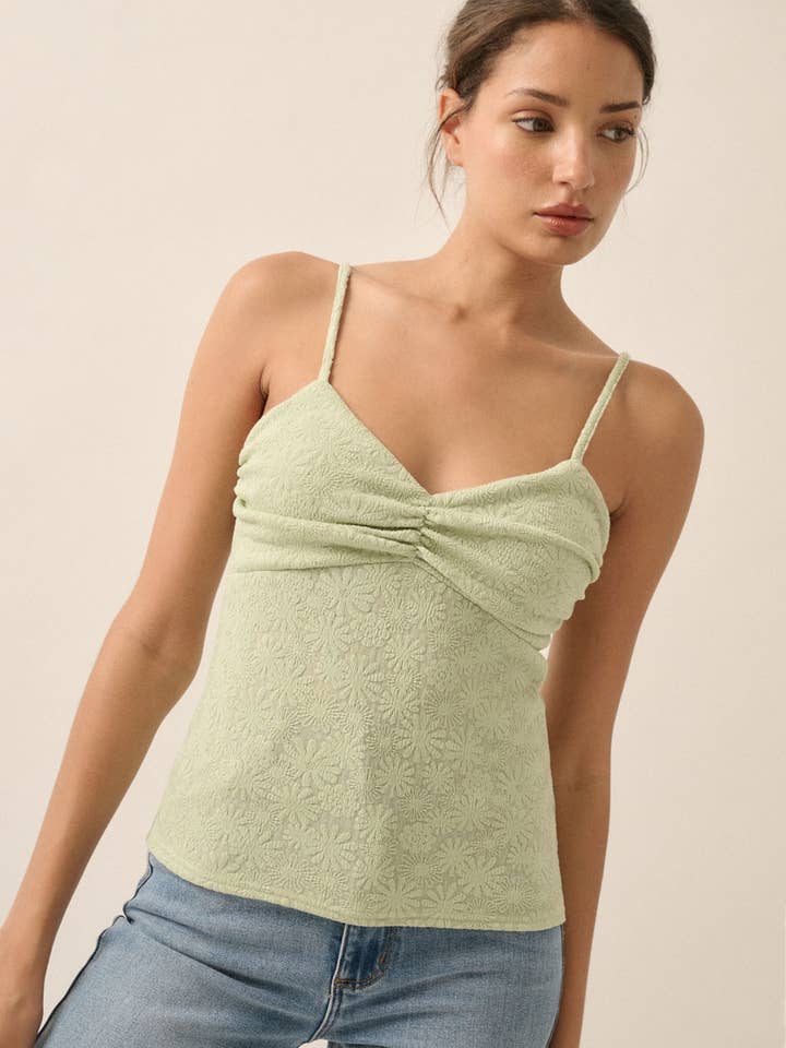Floral Jacquard Ruched Cami Top for wholesale by Promesa USA