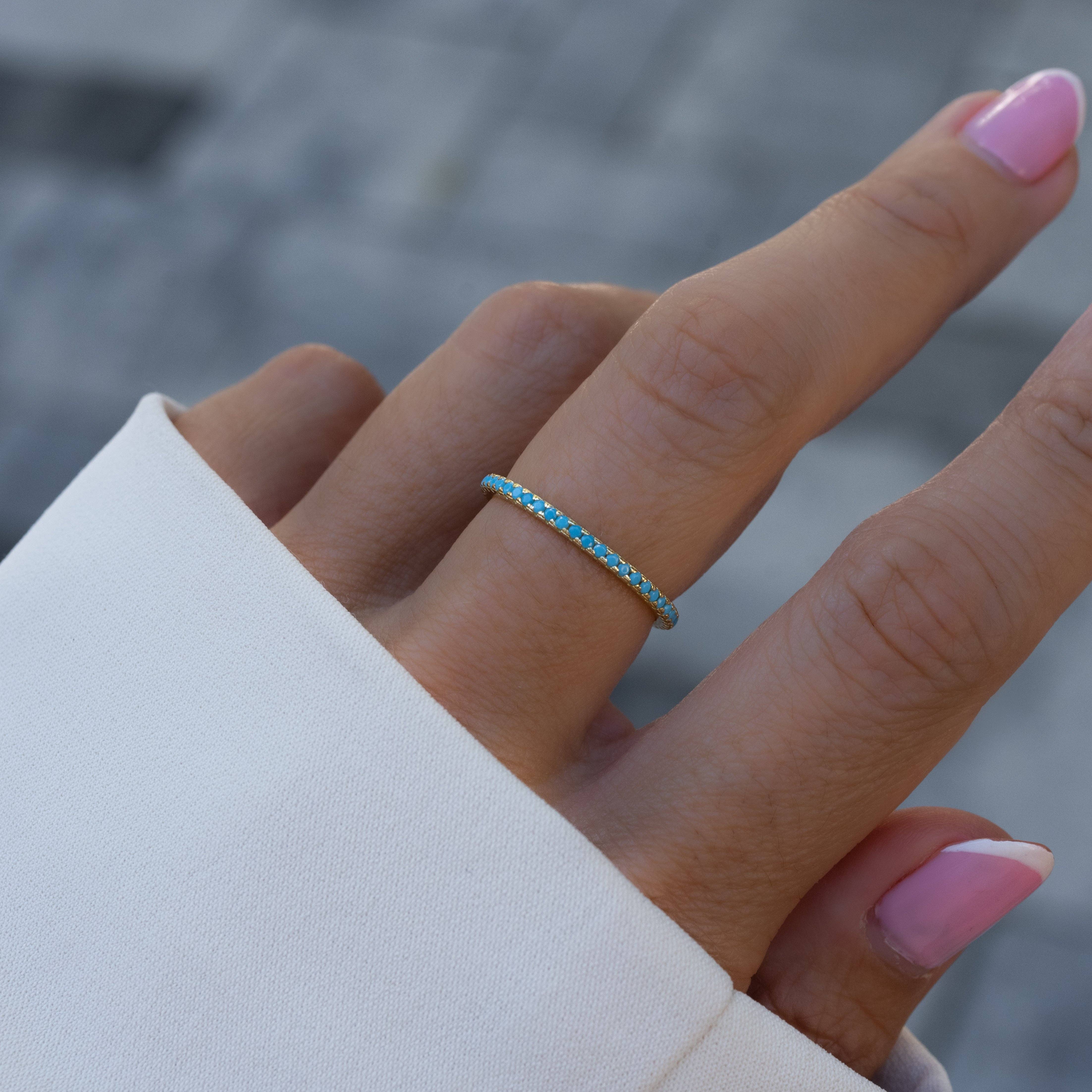 Sami Jewels - Vente Bague avec plusieurs pierres - Bague Turquoise Eternity1