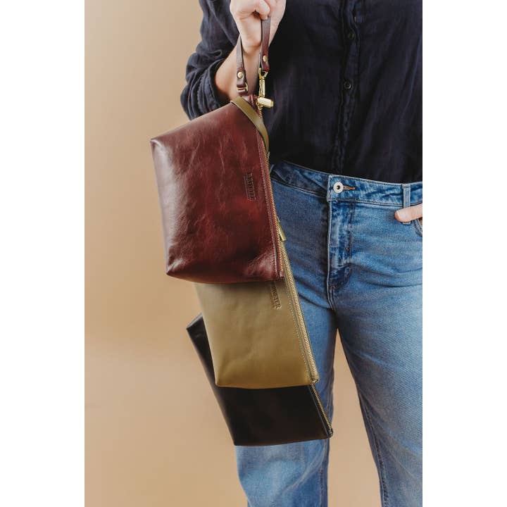 R.Riveter - Wholesale Clutch Bag - Women's - Naomi Zipper Clutch | Cherry Leather9