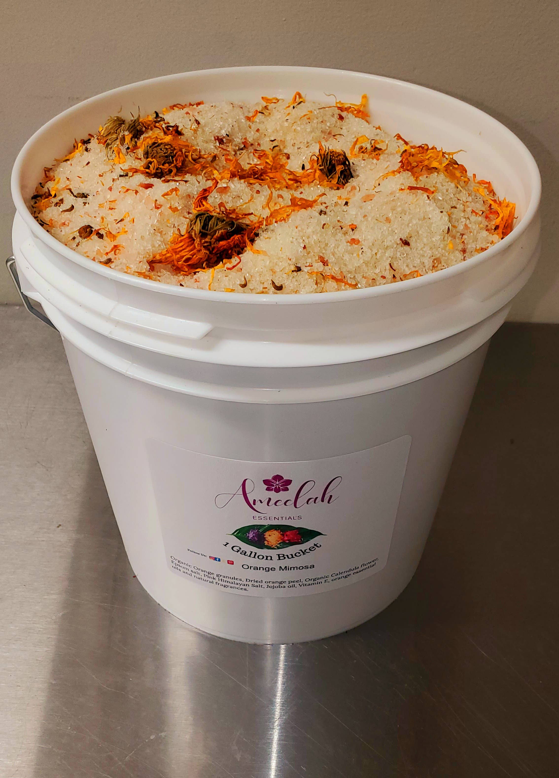 Ameelah Essentials – Sais de banho por atacado – Balde de sal de banho de 8 lb (1 galão)8