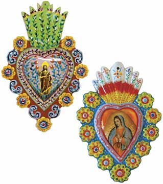 Tesoros Trading Company - Wholesale Wall Accent - Painted Milagro Heart, Sm, Peru2