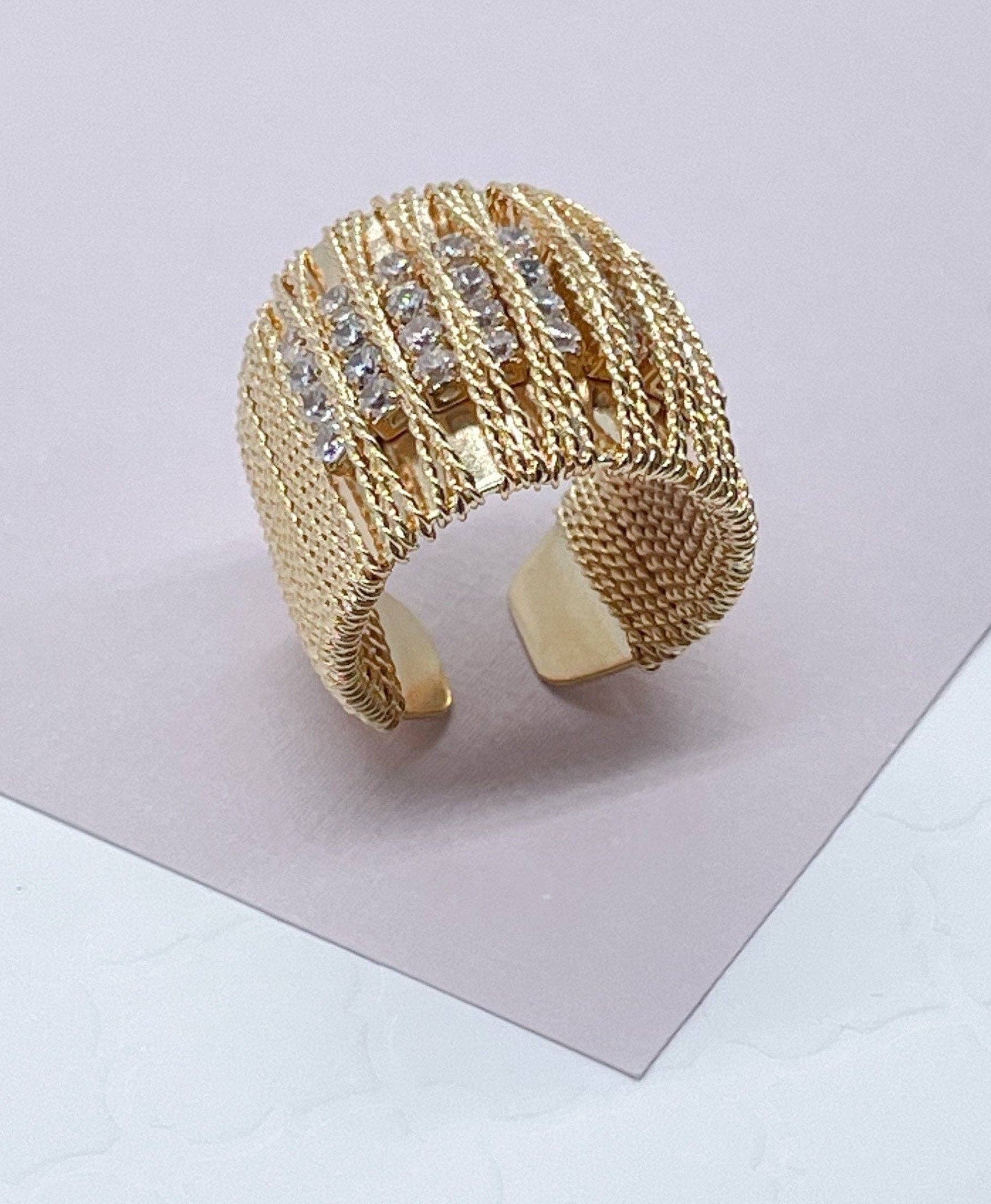 Milie - Vente Bague avec plusieurs pierres - Bague épaisse en or 18k GF avec zircon cubique1