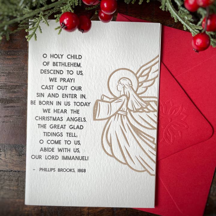 O Little Town of Bethlehem Letterpress Greeting Card for wholesale by Pressed