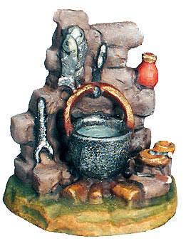 Dolfi - Wholesale Decorative Tabletop Object - Fireplace with wall carved in wood 38630