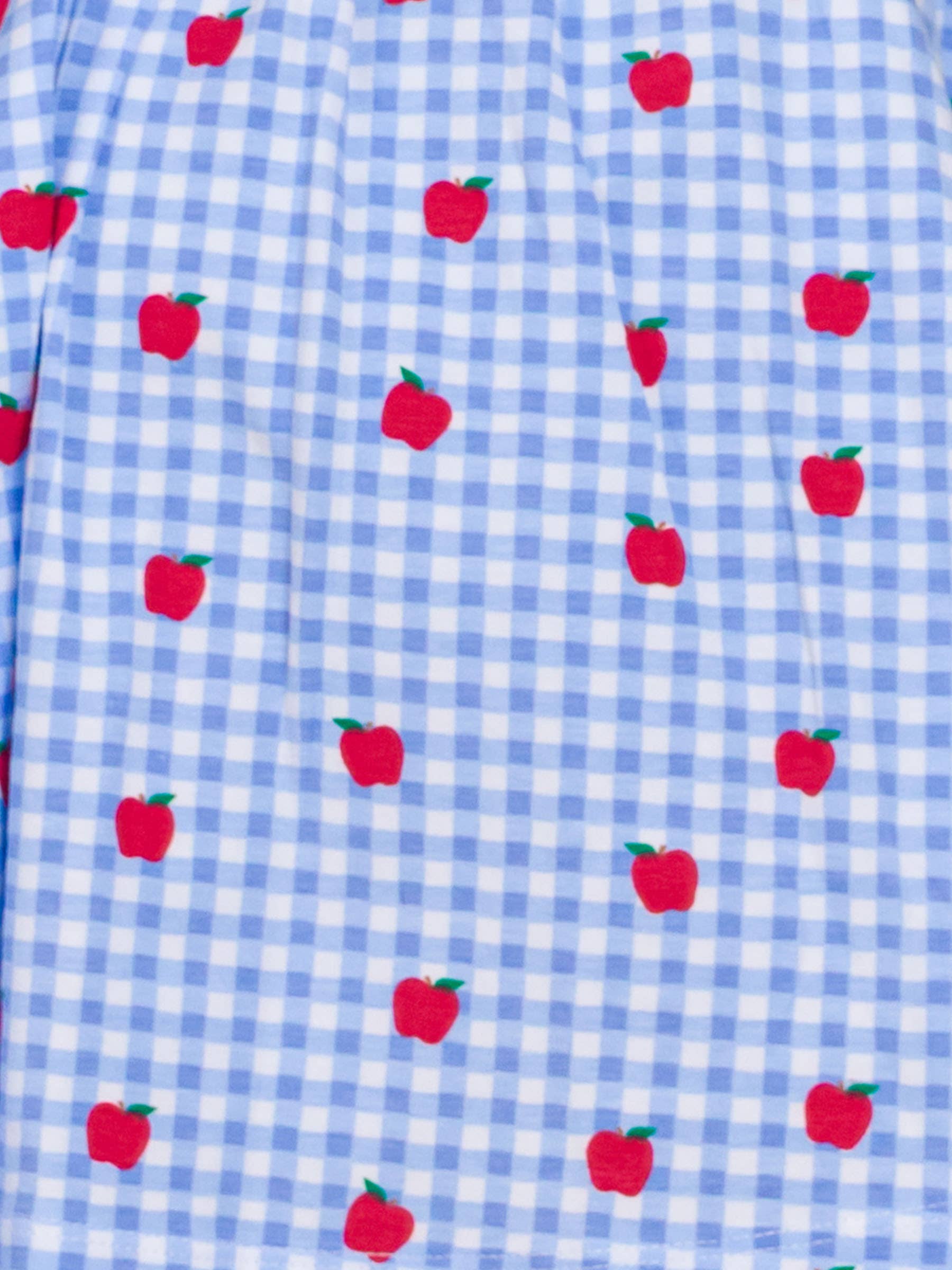 Blue Girls Apple Orchard Gingham Short Sleeve Knit Twirl Dress for wholesale on Faire6