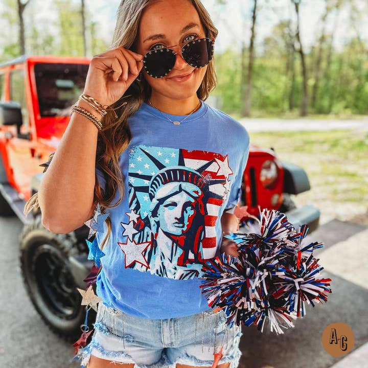 Al + Gray Graphic Tees - Wholesale Screen Printed T-Shirt - Women's - Lady Liberty