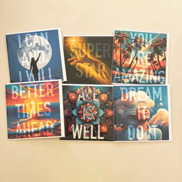 Notes to Self Greetings cards - Starter pack 6A (6 designs) for wholesale by delaVision