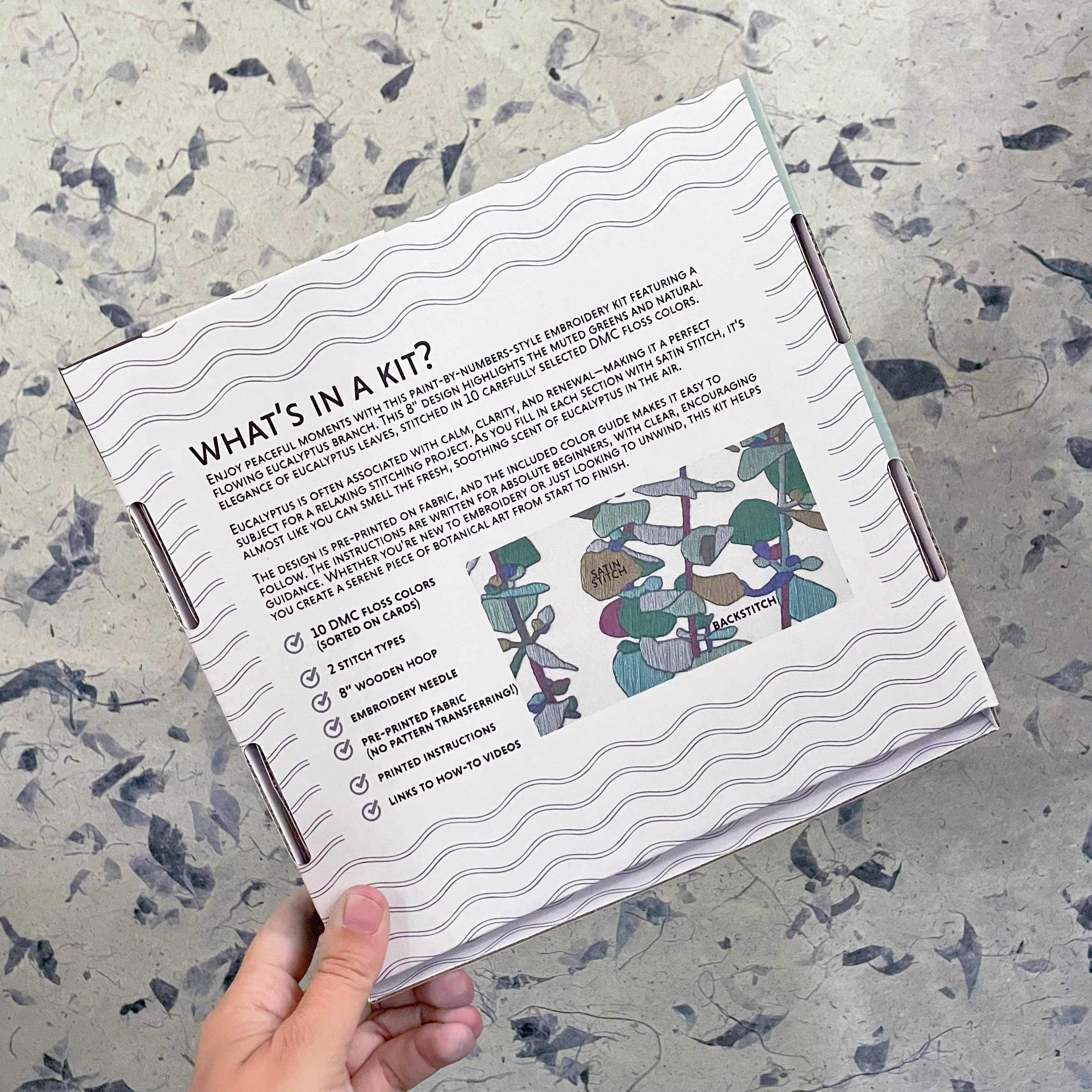 Kate Wyatt Fine Art – wholesale DIY craft kit – DIY Embroidery Kit - Eucalyptus (8")8