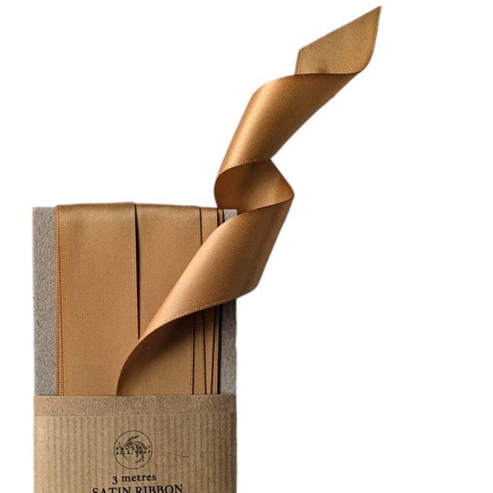 GOLD Luxury Double Faced Satin Silk Ribbon, 25mm x 3M for wholesale by The Danes