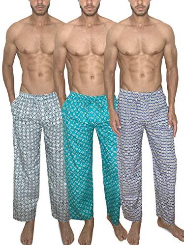 I-Wear Brands - Wholesale Sleepwear Bottom - Men's - 3 Pack Men's Woven Lounge Pajama Sleep Pants