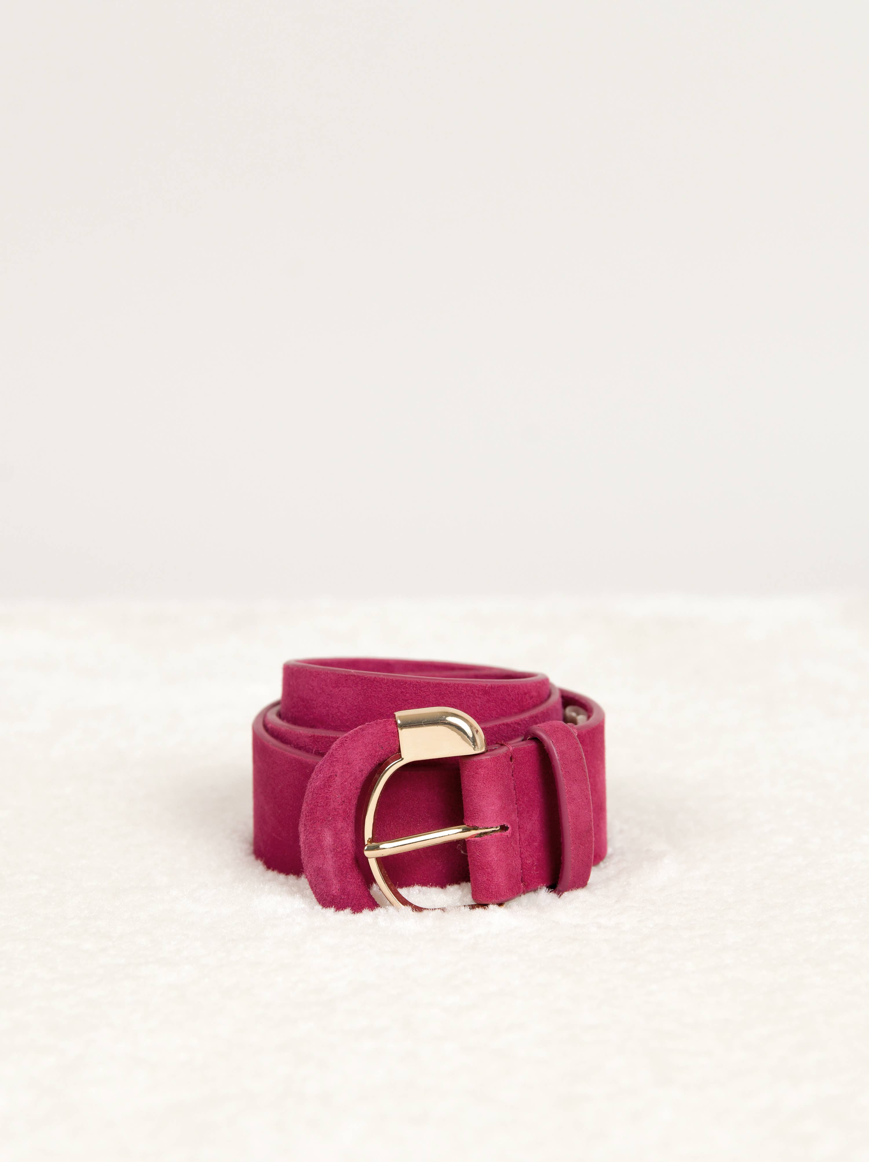 Maradji - Vente Ceinture – femme - CEINTURE CUIR VELOURS FUCHSIA HELENA0
