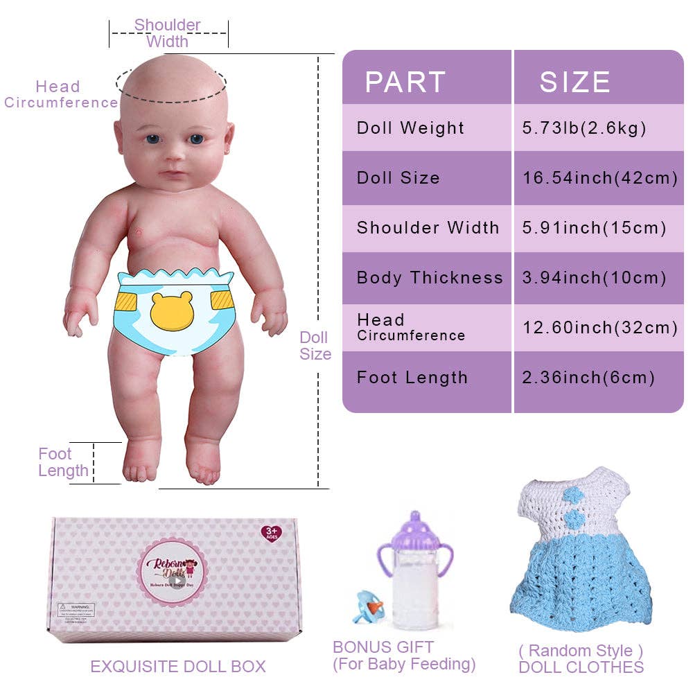 Serendoll – wholesale Doll – Kids – Serendoll 16.5"/ 42 Cm Full Silicone Reborn Baby Doll,solid3