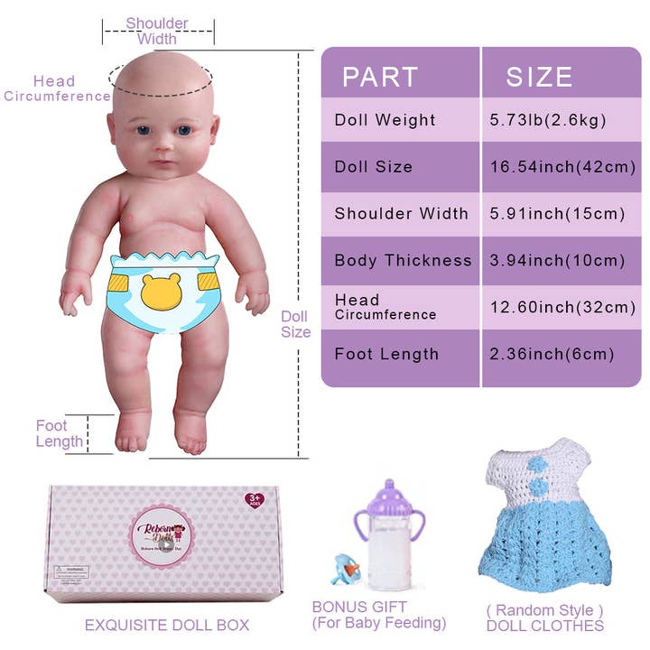 Serendoll - Wholesale Doll - Kids - Serendoll 16.5"/ 42 Cm Full Silicone Reborn Baby Doll,solid3