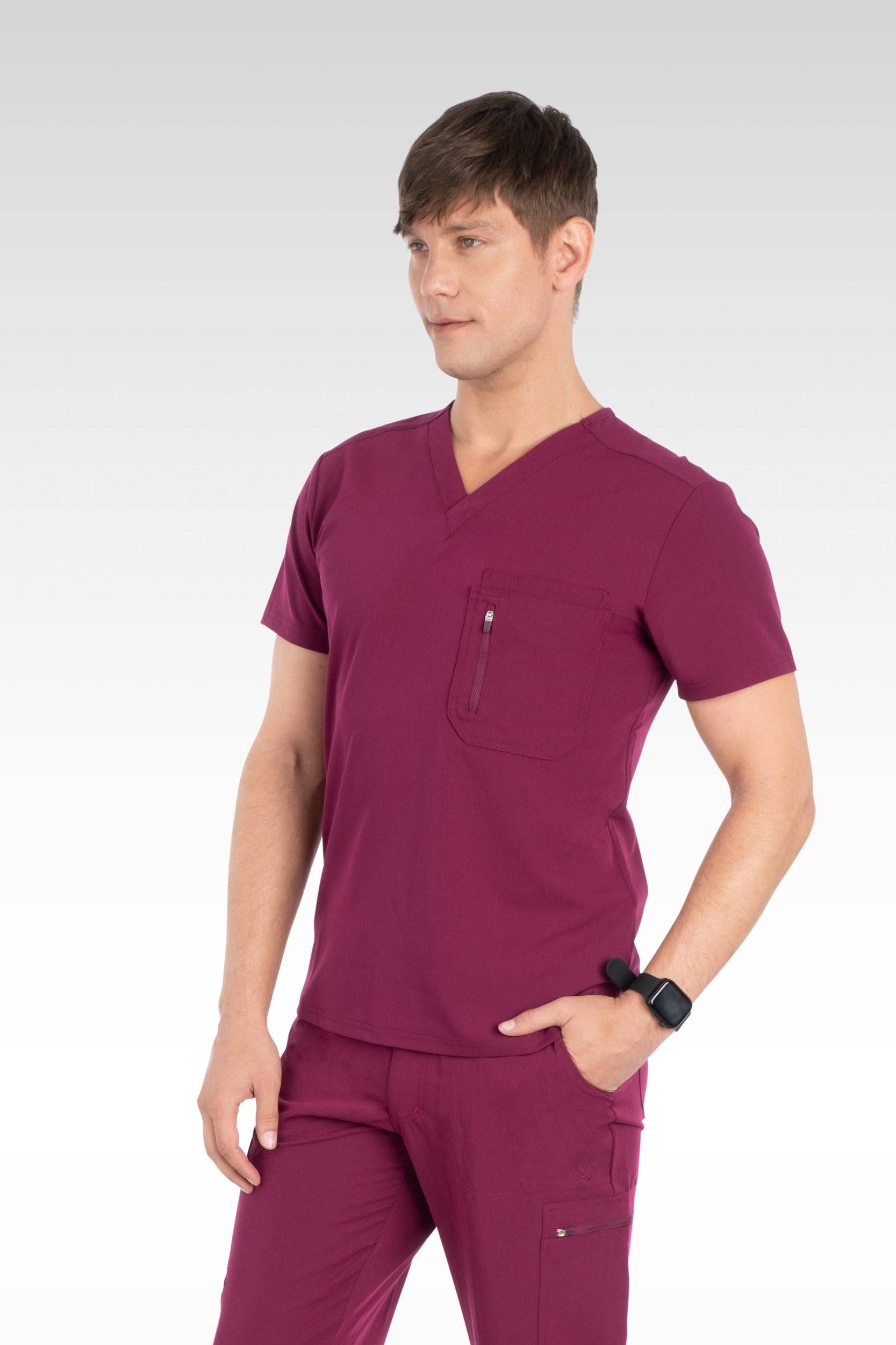 Aura Naturale - Venta al por mayor Uniforme de sanidad - Hombre - Caspian Hombre Clásico Cuello en V con 4 Bolsillos Blusa de Uniforme Médico (95001)32