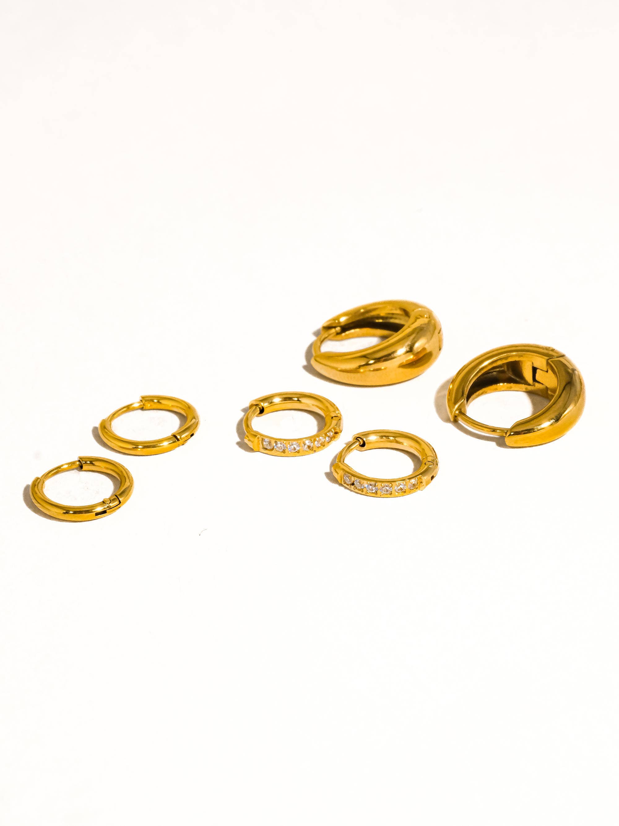 Rayon 18K Gold Non-Tarnish Glam Hoop Earring Set for wholesale on Faire3