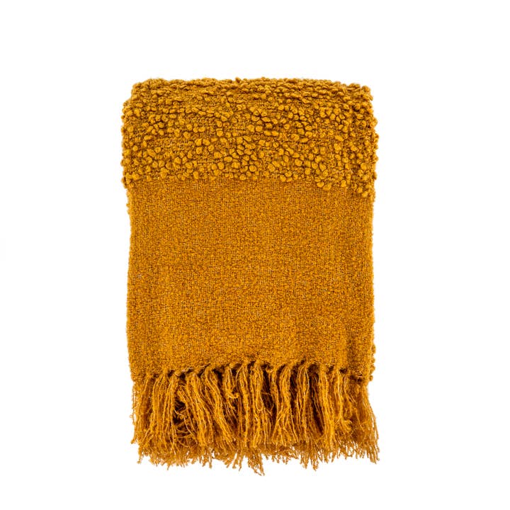 Chalet Boucle Throw, Ochre for wholesale by Indaba Trading