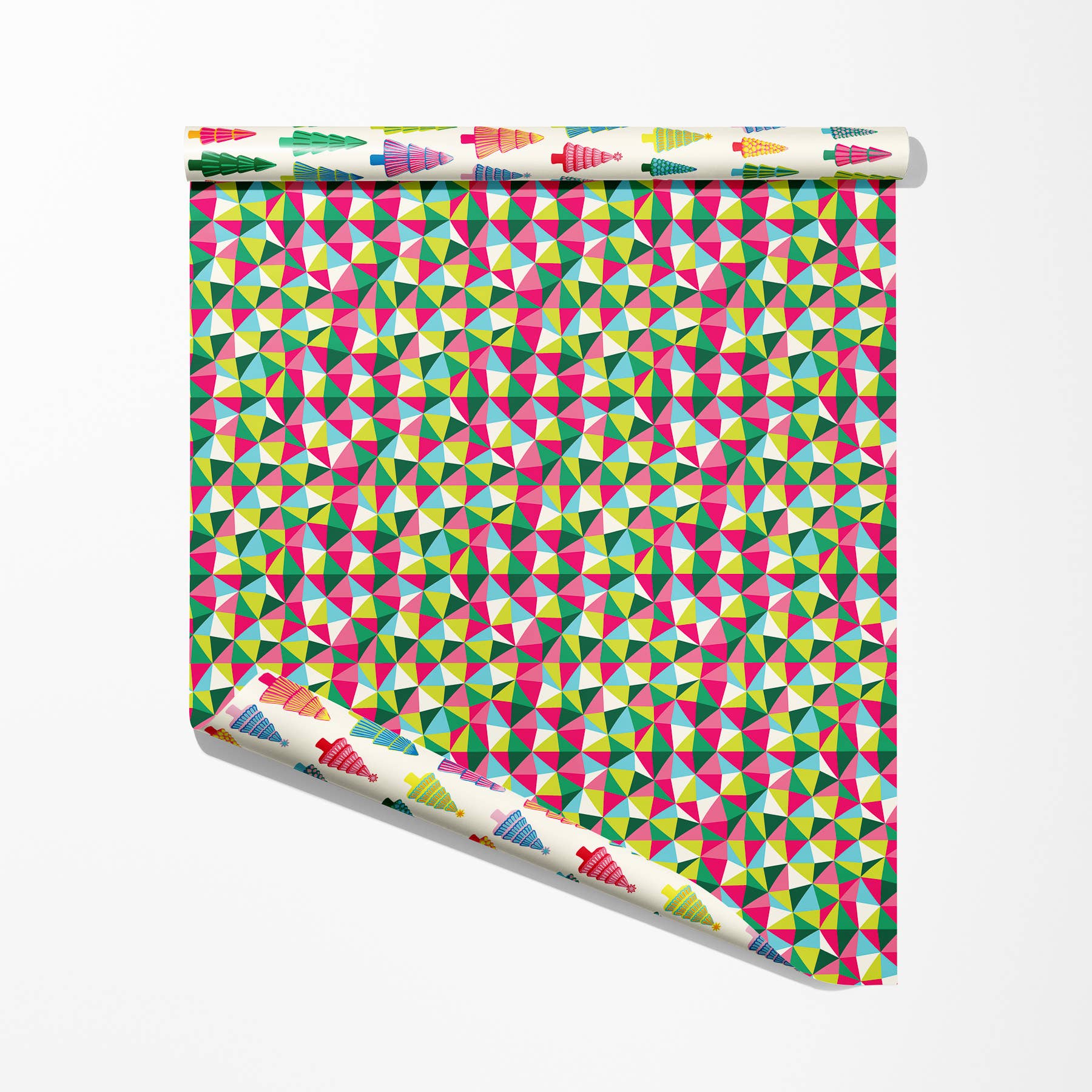Happy People Paper Goods - Wholesale Flat Wrap - Glass Trees & Christmas Disco Double Sided Wrapping Paper1