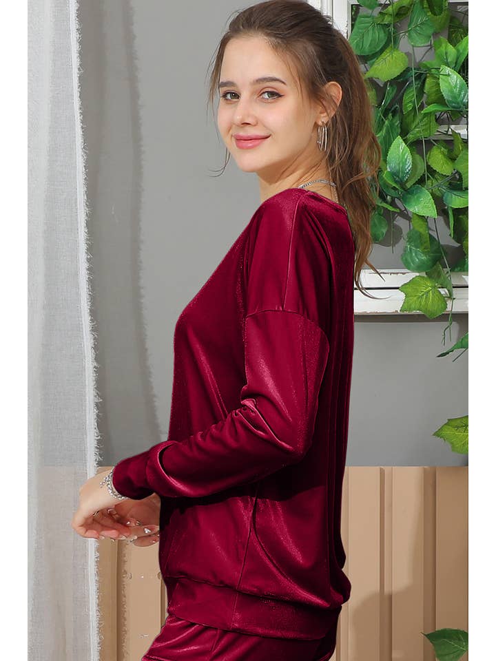 NINEXIS - Wholesale Sweatshirt - Women's - CWTTL976_LONG SLEEVE WIDE ROUND NECK VELVET SWEATSHIRT5