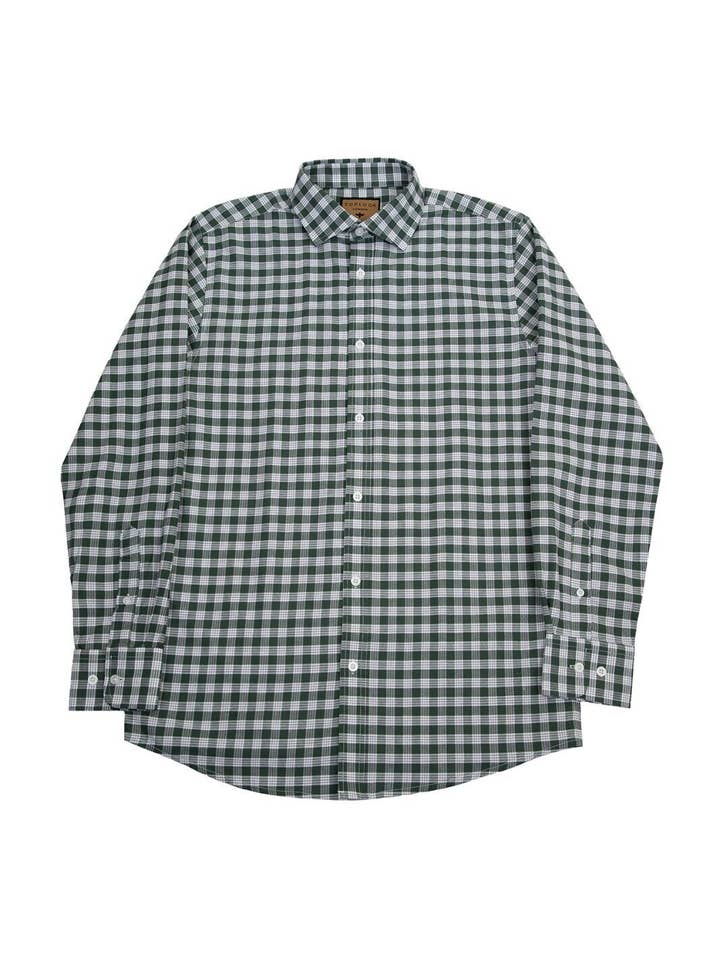 Mens Long Sleeve Oxford Checked Shirts - Green and White for wholesale by Bakaruda