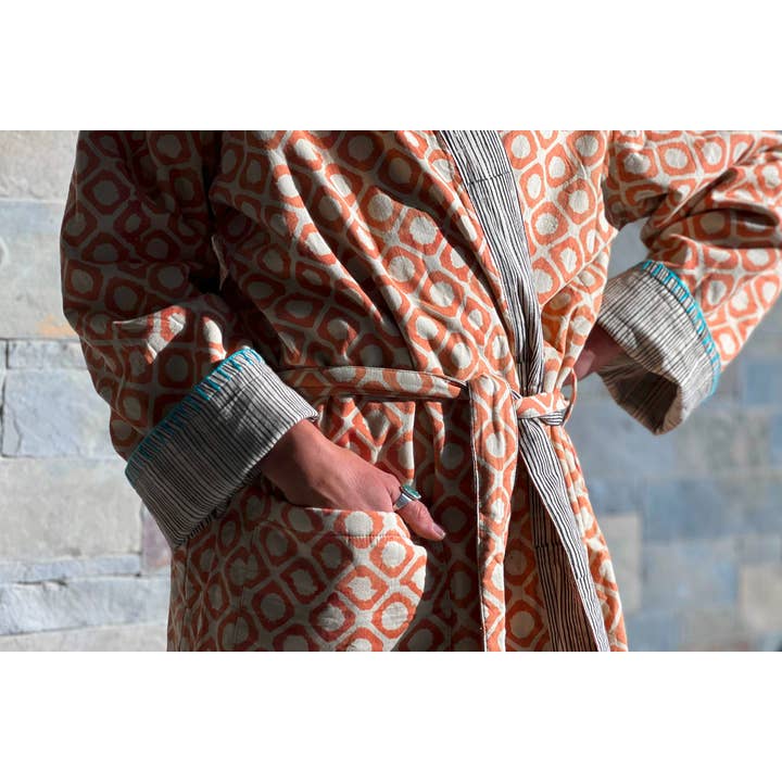 Verve Culture - Wholesale Robe - Unisex - Block Print Reversible Robe7