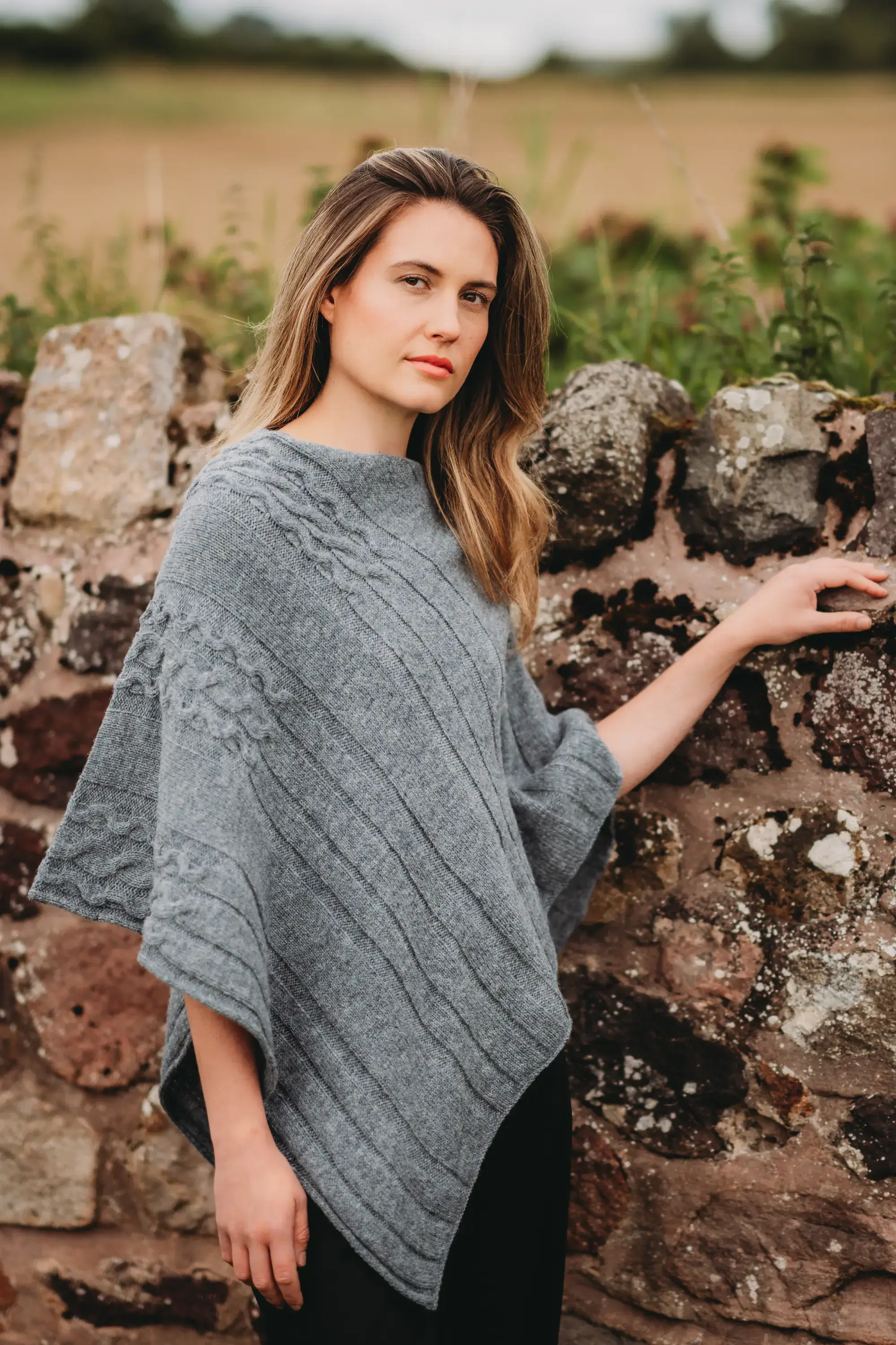 Knitted in Edinburgh - Wholesale Poncho - Women's - Burn Barra Shawl0