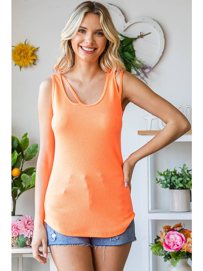 7th Ray - Venta al por mayor Camiseta sin mangas - Mujer - Camiseta sin mangas con detalle de recorte casual para mujer T51307