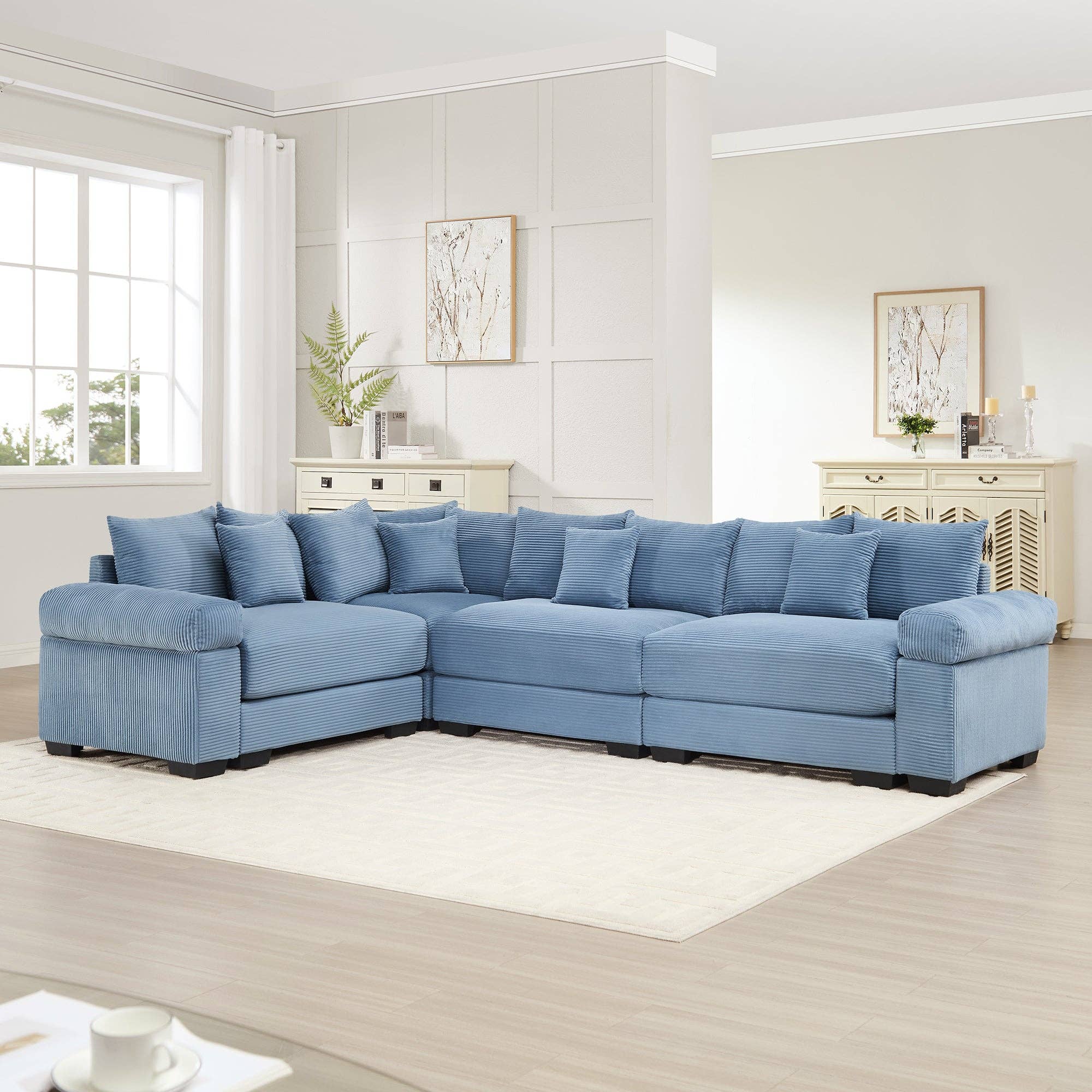39F Inc. - Wholesale Sofa - Oversized Blue Cloud Modular Sectional Couch (13 Pillows)2