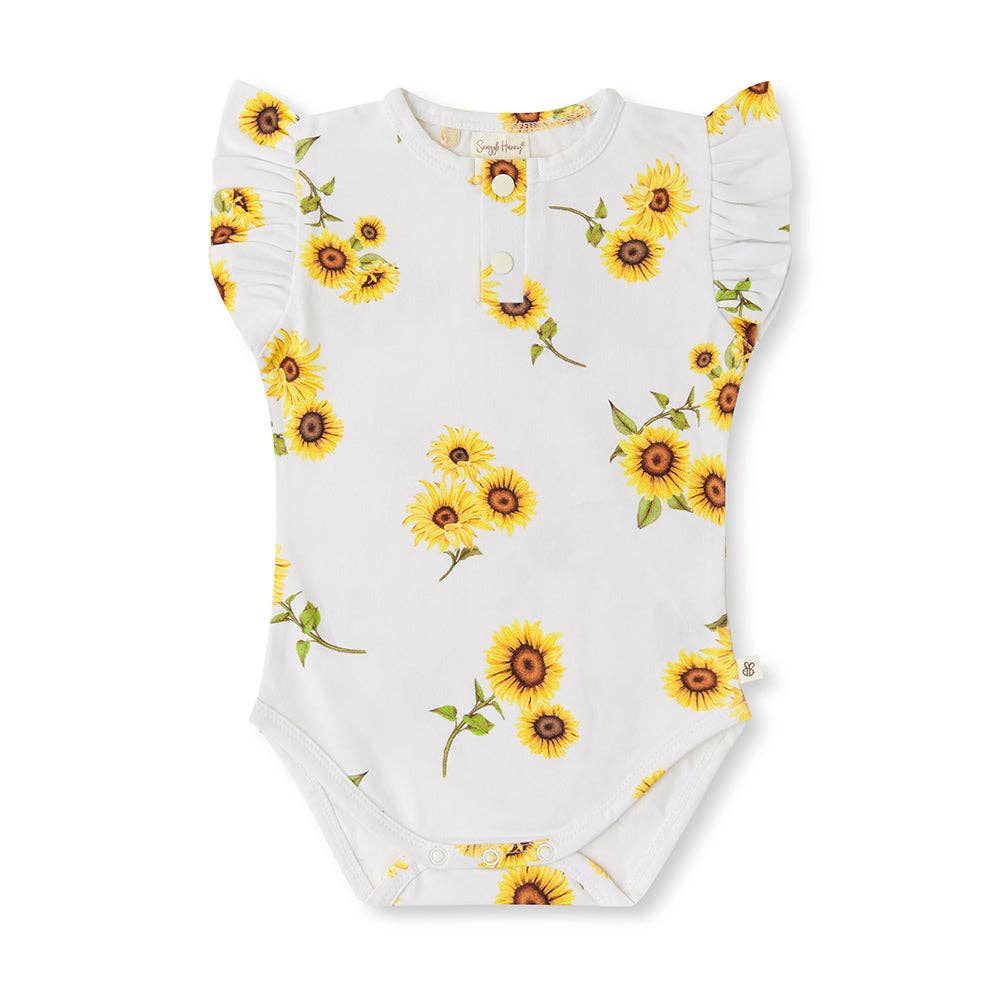 Snuggle Hunny - Wholesale Rompertje - Baby - Zonnebloem biologische bodysuit met korte mouwen en ruches1