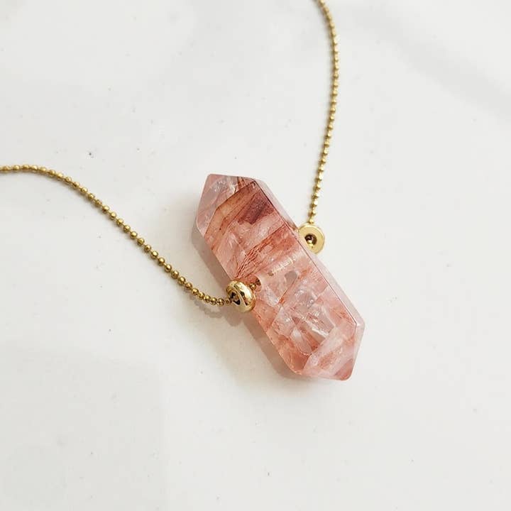 Sara Sela Jewelry - Wholesale Pendant/Charm Necklace - Beaded Herkimer Diamond and Lepidocrocite Brass Necklaces13