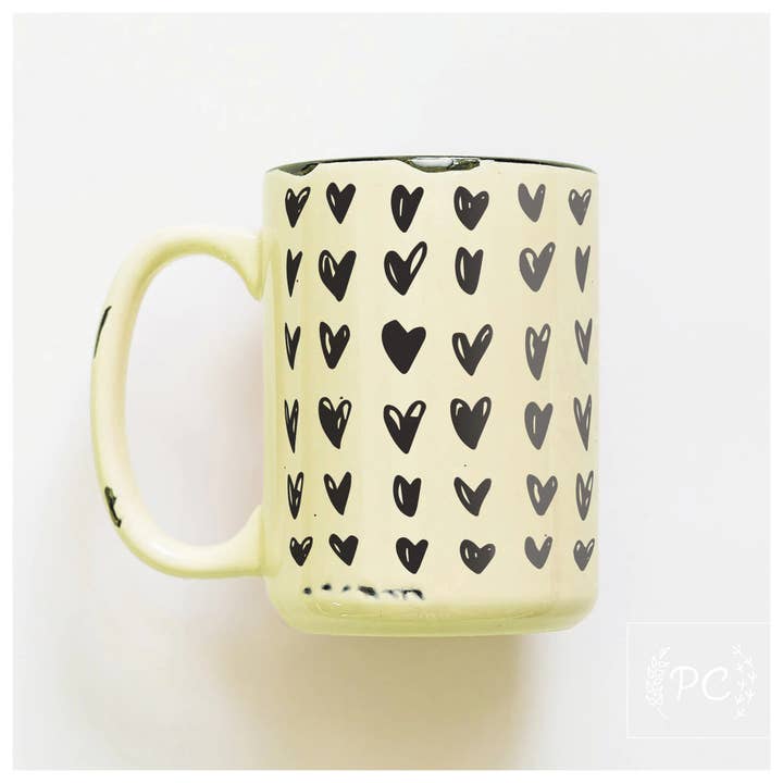 Prairie Chick Prints - Wholesale Coffee Mug - hearts | ceramic mug2