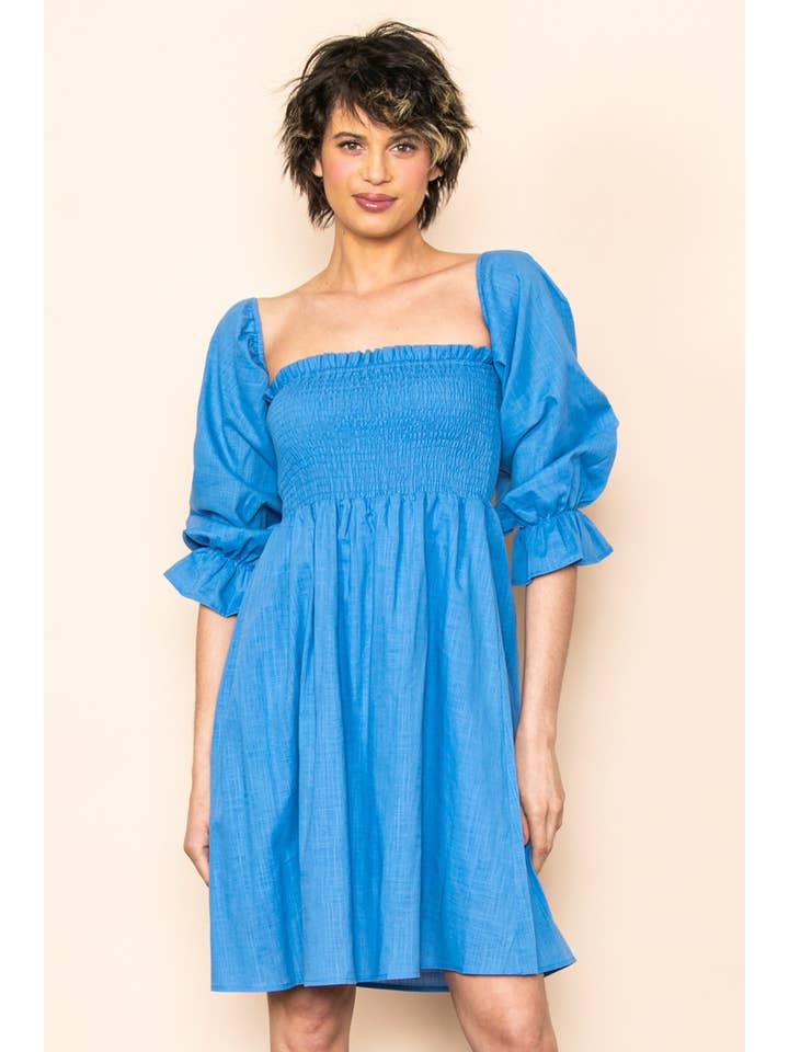 Elloh Collection - Wholesale Dress - Women's - On & Off Shoulder Linen Blended Dress with Lining