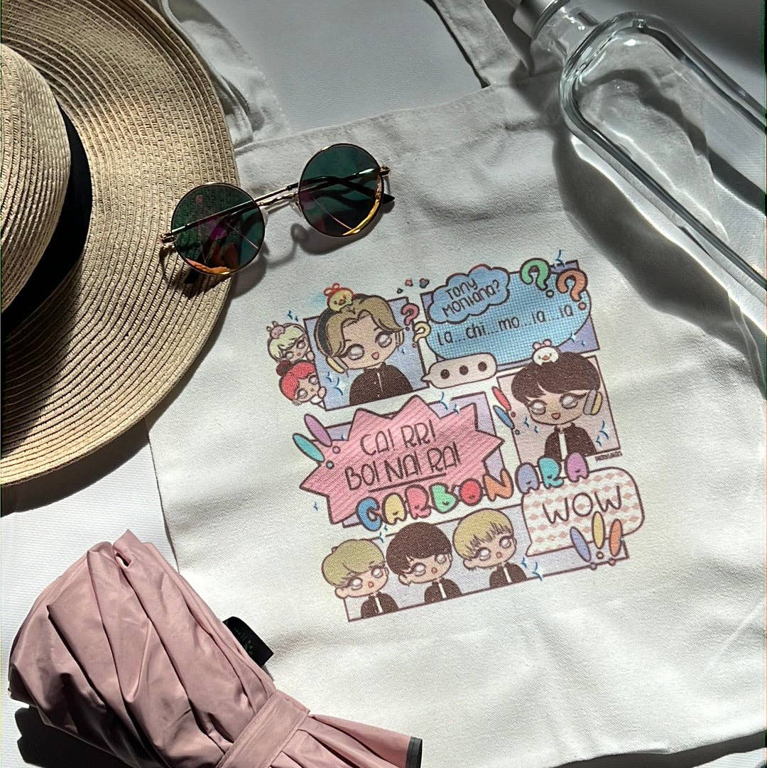 Peony Lee Art - Wholesale Tote Bag - Women's - Run BTS Lachimolala White Canvas Tote Bag