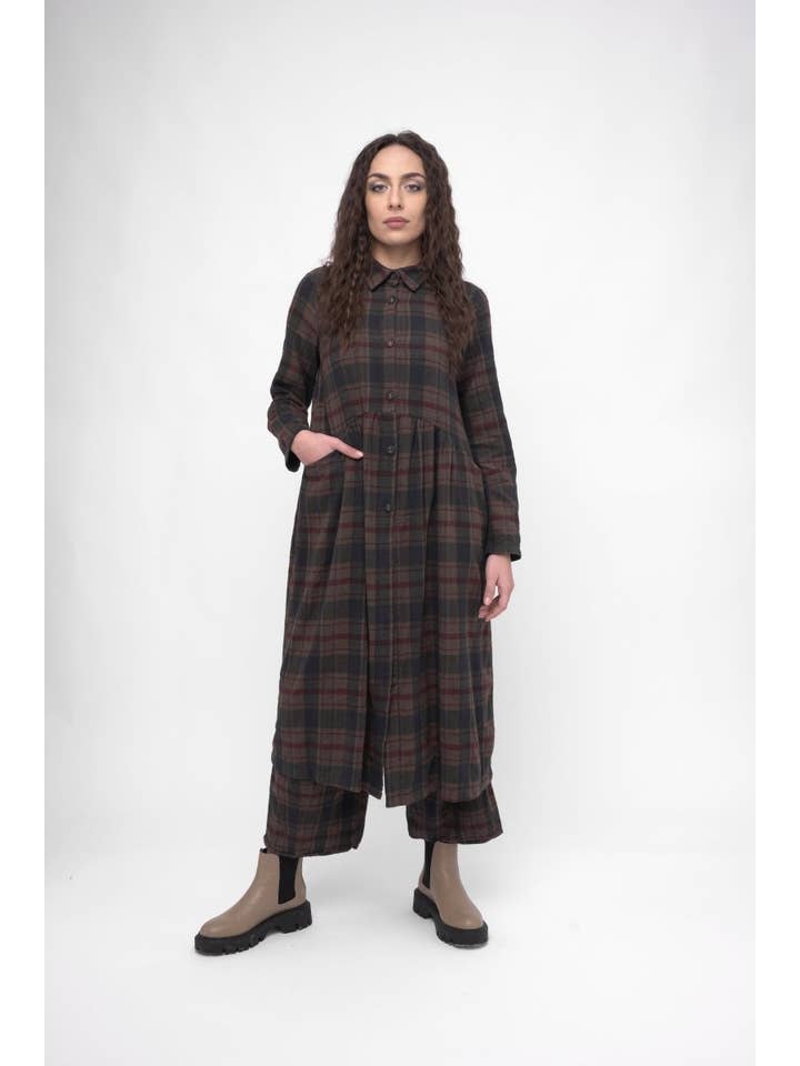 Baci & Amici Fashion - US Continental - Wholesale Dress - Women's - Cotton Plaid Tiered Waist Dress2