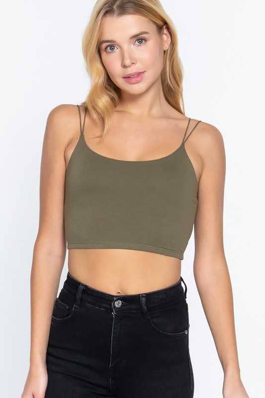 Vanilla Monkey - Wholesale Tank Top - Women's - Round Neck Elastic Strap Two Ply Knit Cami Crop Top11