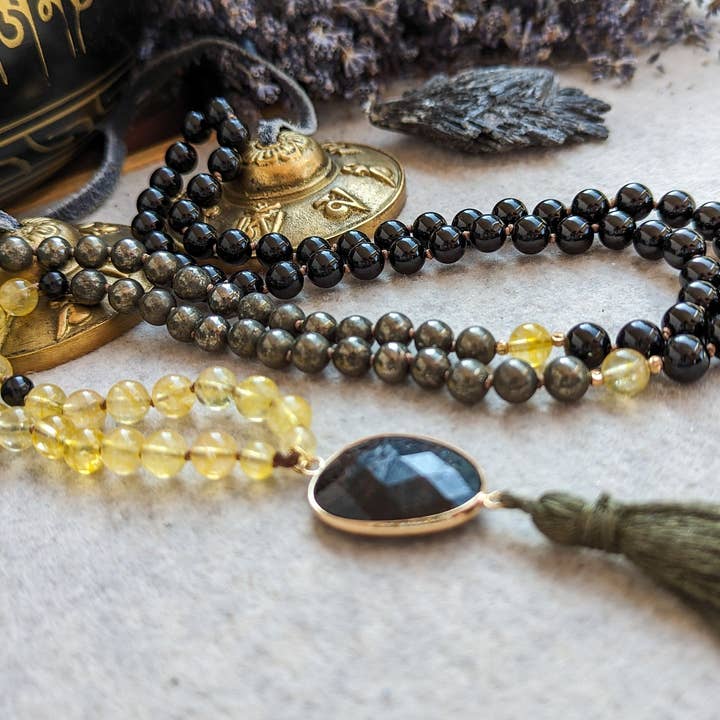 Samadhi Mala Beads - Venta al por mayor Collar de cuentas de oración - Abundancia y protección financieras 108 Japón