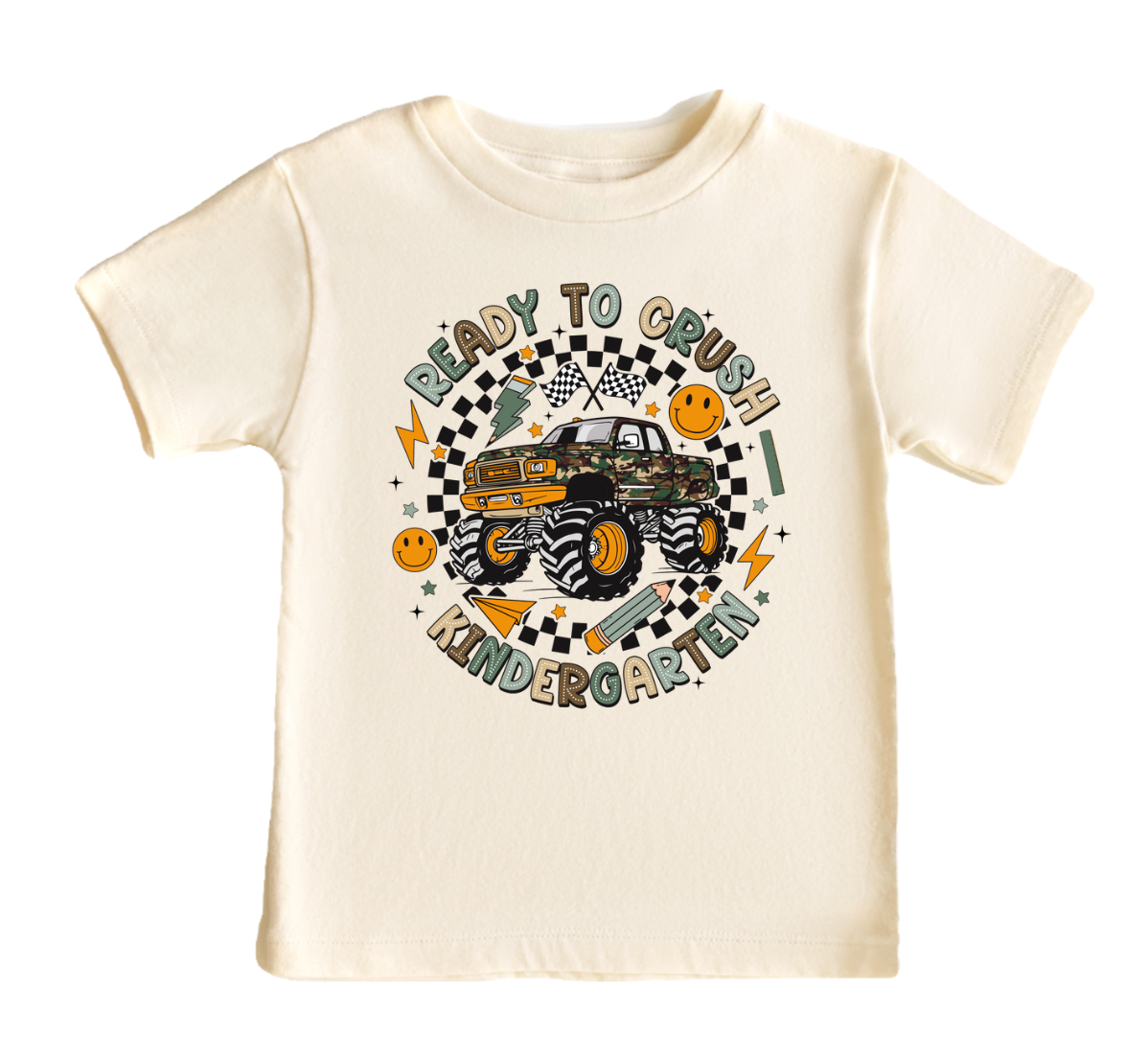 AvaryMaeInspirations - Vendita all'ingrosso Maglietta serigrafata - Bambini - Pronto a Sconfiggere l'Asilo Maglietta Monster Truck per Ragazzi1