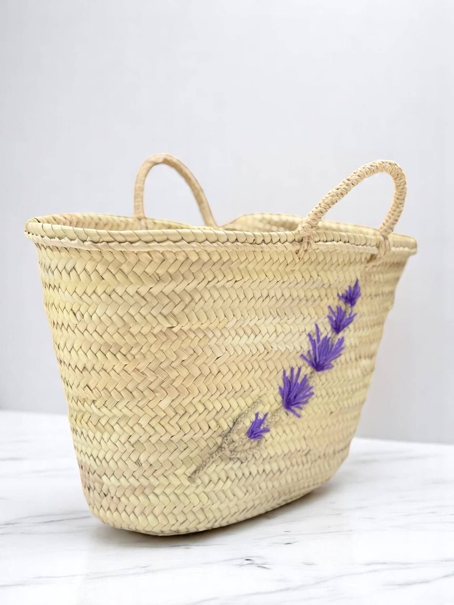 Gran Wholesale - Wholesale Beach Bag - Moroccan Straw Tote with Lavender Embroidery2