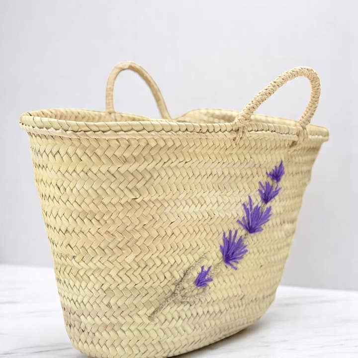 Gran Wholesale – Großhandel Strandtaschen – Marokkanische Strohtasche mit Lavendel-Stickerei2
