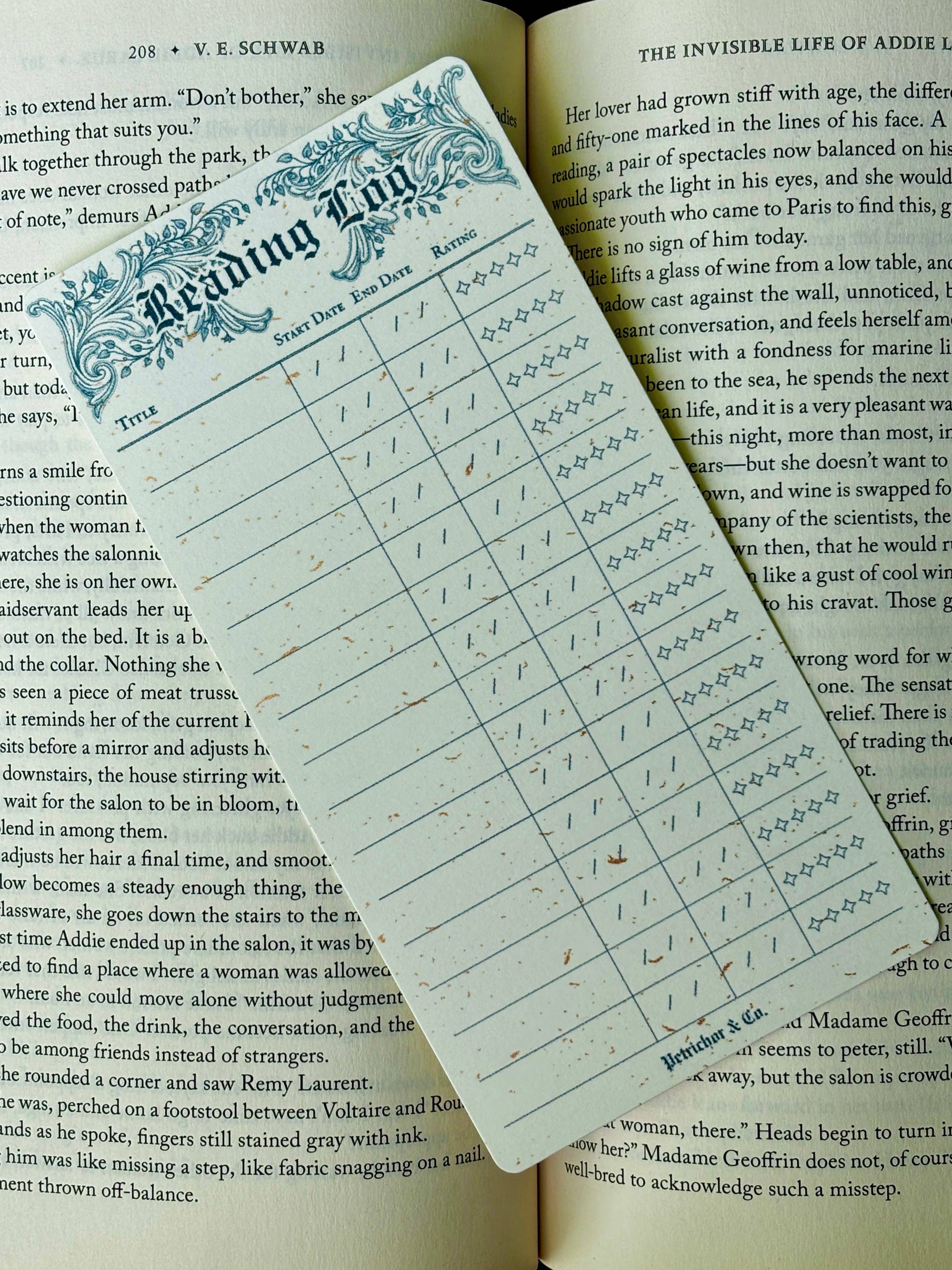 Petrichor & Co. - Wholesale Bookmark - Reading Log Bookmark – Book Tracker Stationery2