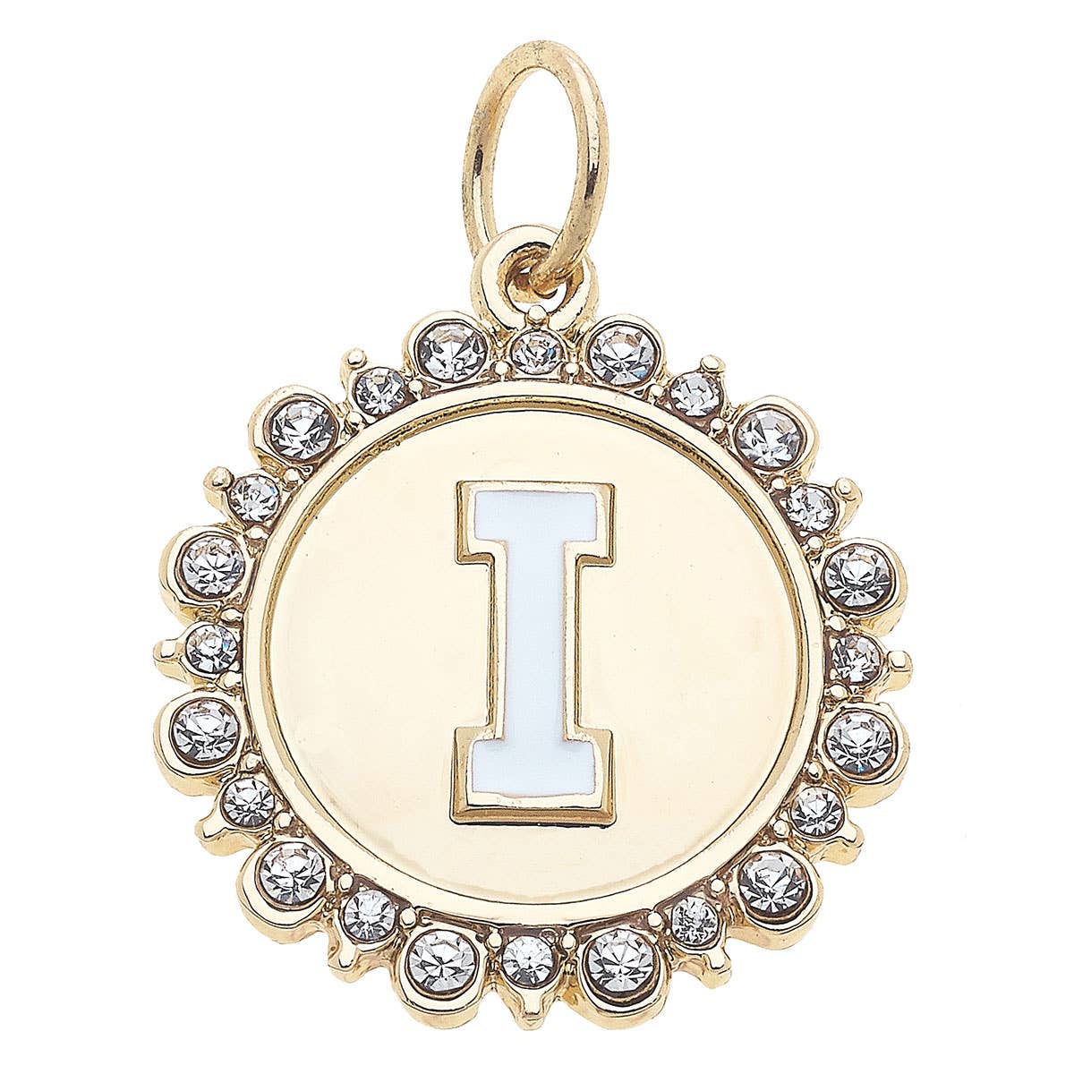 Canvas Style - Wholesale Individual Charm/Pendant - Rhinestone Letter Disc Charm in Shiny Gold8