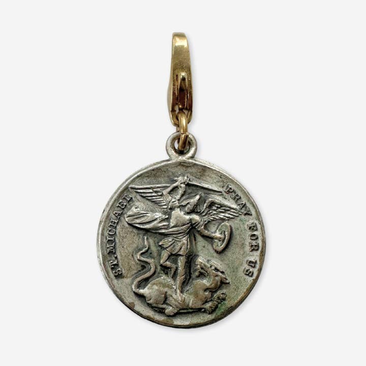 Lulu’s Petals - Wholesale Individual Charm/Pendant - Vintage aged silver Saint Michael guardian angel charm